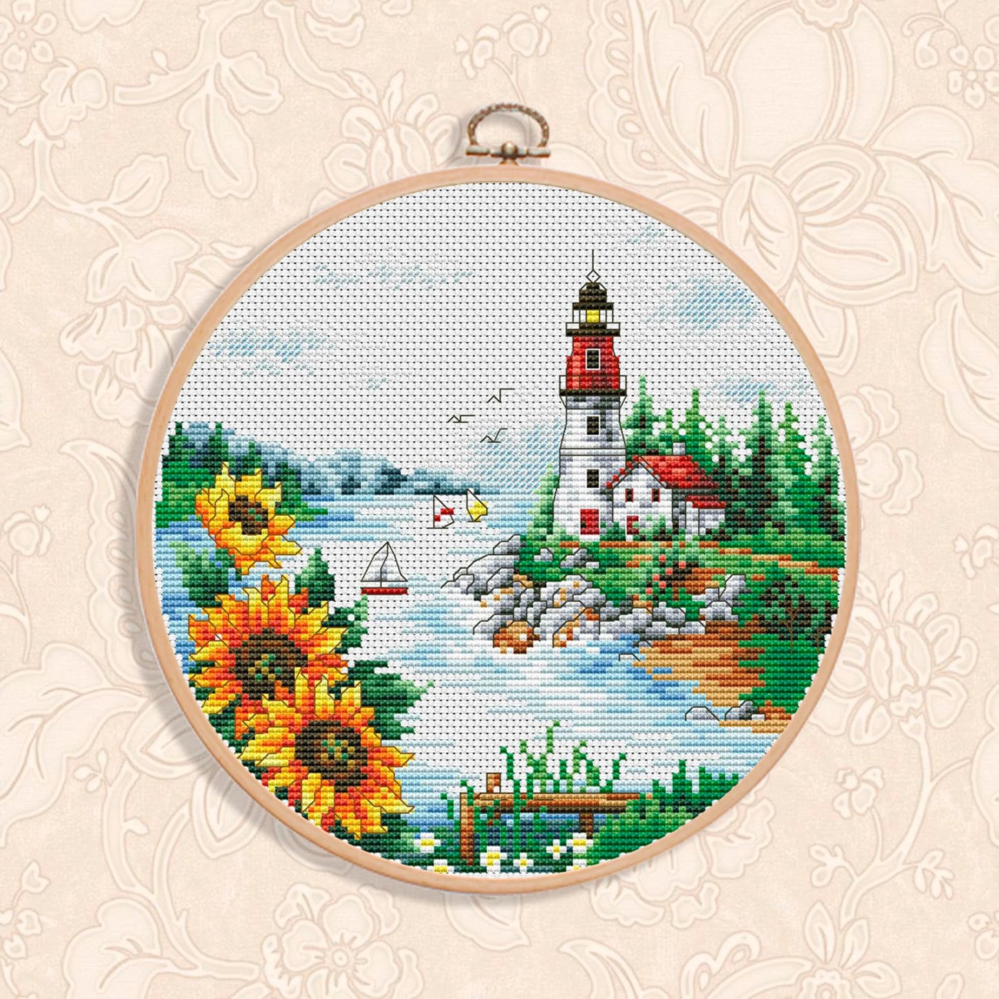 Summer on the Beach Cross Stitch Pattern Digital Pattern Modern Decor Landscape Pattern Hand Embroidery Needlepoint Counted cross stitch
