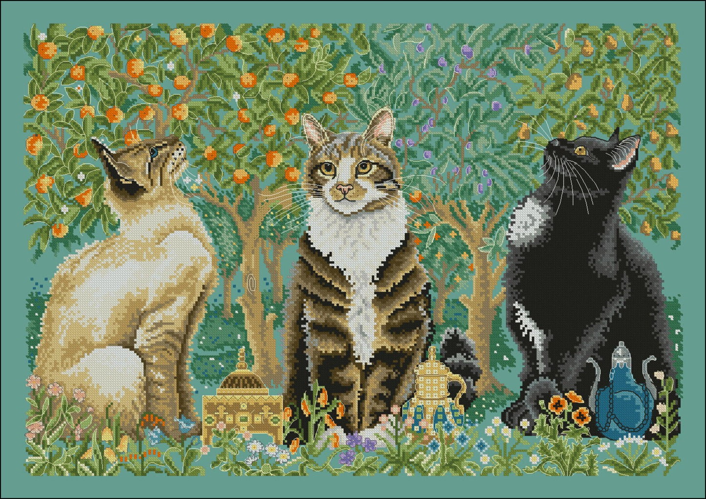 Cats Cross Stitch Pattern Animals Colorful Art DIY X-stitch Chart Needlepoint Pattern Embroidery Chart Printable Instant Download PDF Design