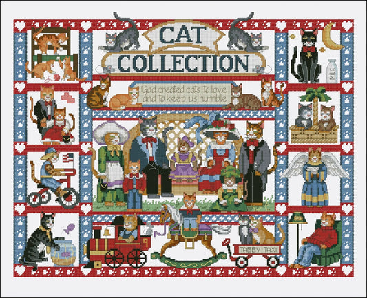 Cats Campler Cross Stitch Patterns Colorful Art DIY X-stitch Needlepoint Pattern Embroidery Chart Printable Instant Download PDF Design