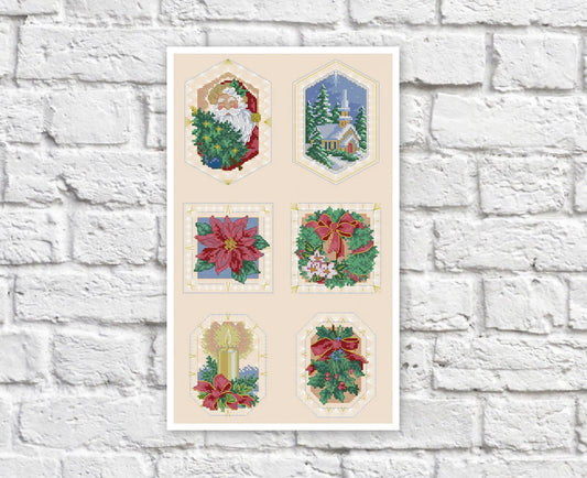 Christmas Ornament Cross Stitch Pattern Colorful Art DIY X-stitch Needlepoint Embroidery Chart Printable Instant Download PDF Design