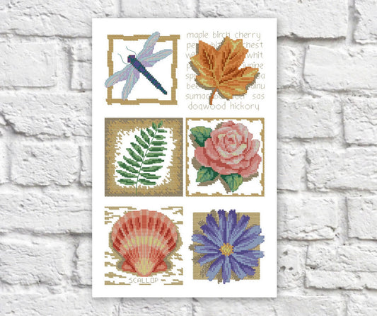 Sampler Cross Stitch Pattern Colorful Art DIY X-stitch Chart Needlepoint Pattern Embroidery Chart Printable Instant Download PDF Design