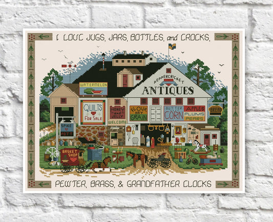 Village Farm Cross Stitch Pattern Colorful Art DIY X-stitch Chart Needlepoint Pattern Embroidery Chart Printable Instant Download PDF Design