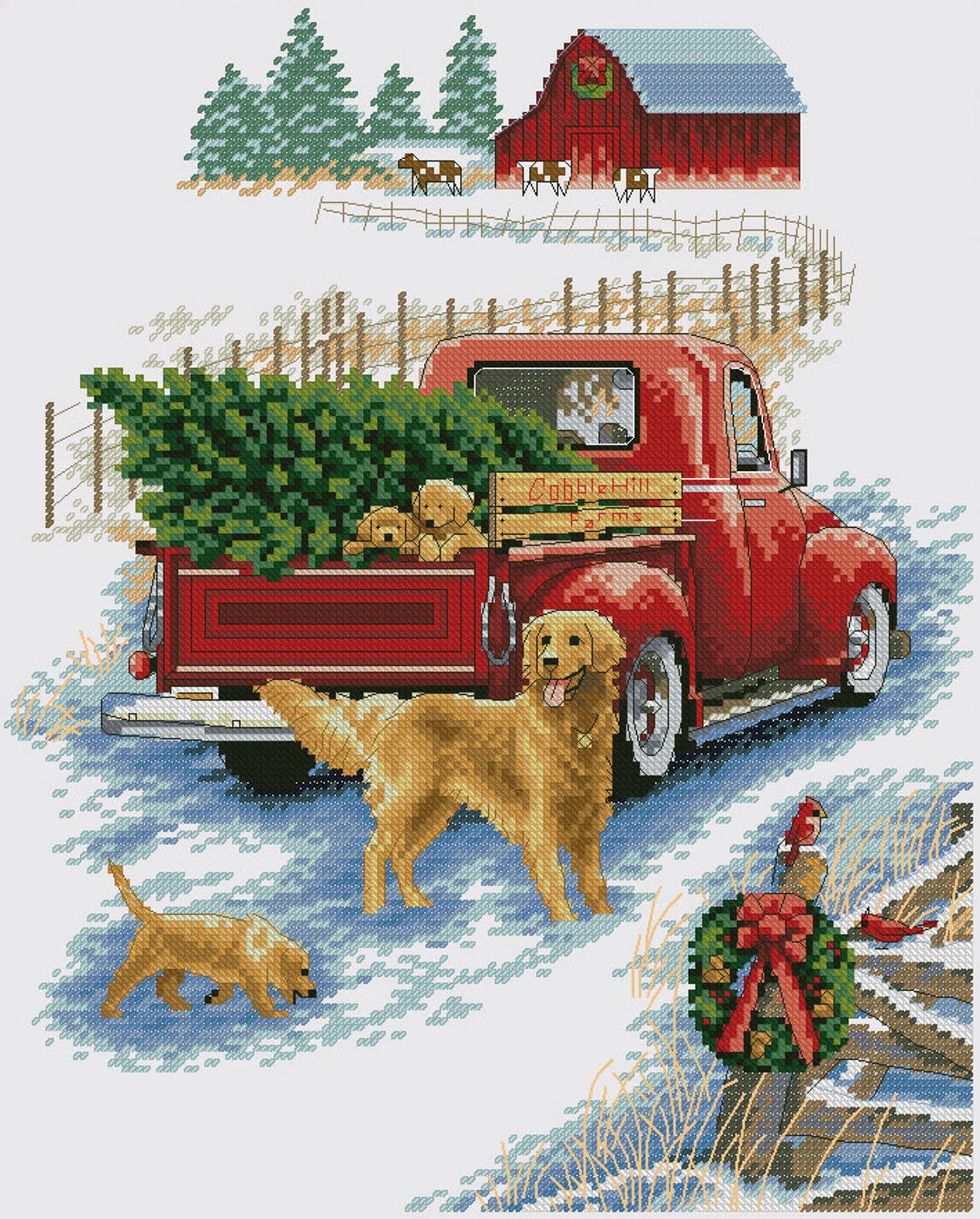 Christmas Village Cross Stitch Pattern Colorful Art DIY X-stitch Needlepoint Pattern Embroidery Chart Printable Instant Download PDF Design