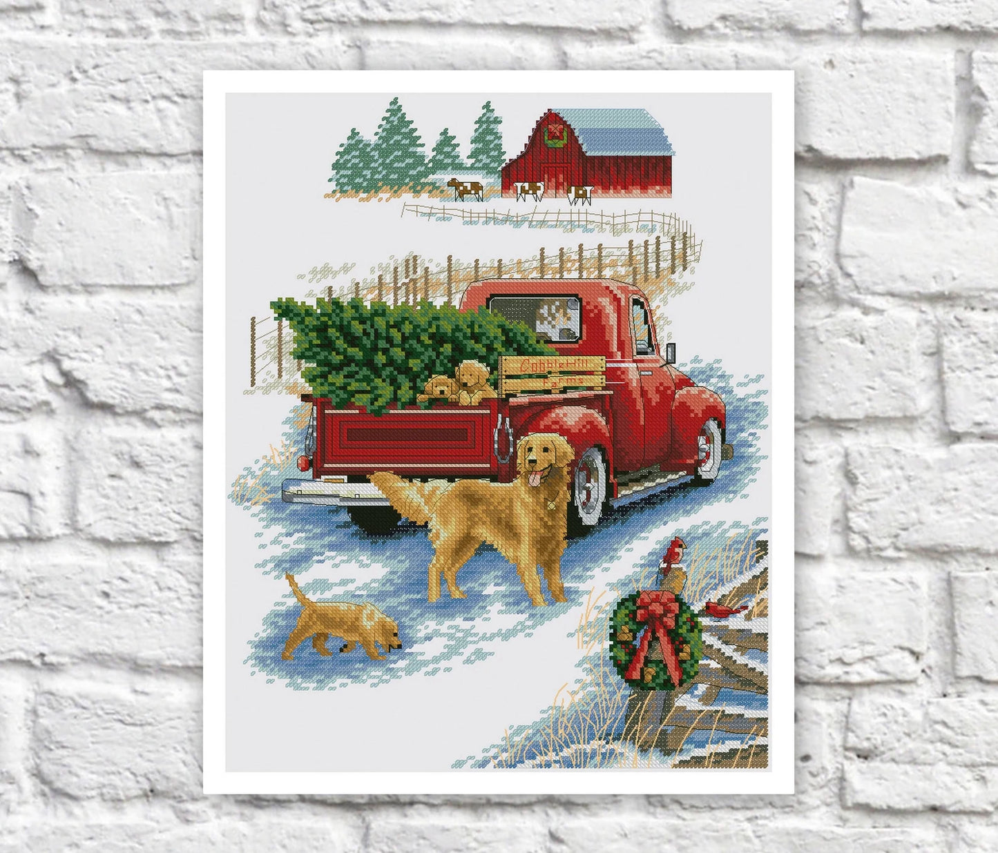 Christmas Village Cross Stitch Pattern Colorful Art DIY X-stitch Needlepoint Pattern Embroidery Chart Printable Instant Download PDF Design