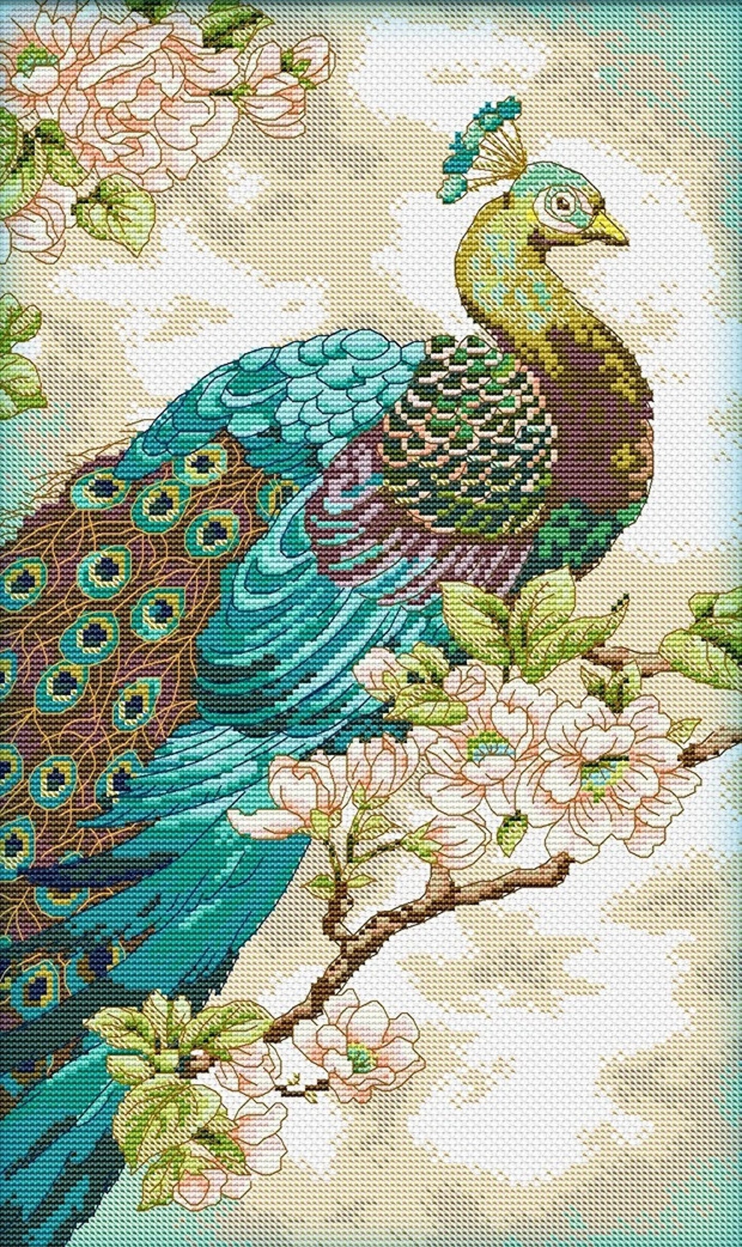 Peacock Cross Stitch Pattern Colorful Art DIY X-stitch Chart Needlepoint Pattern Embroidery Chart Printable Instant Download PDF Design