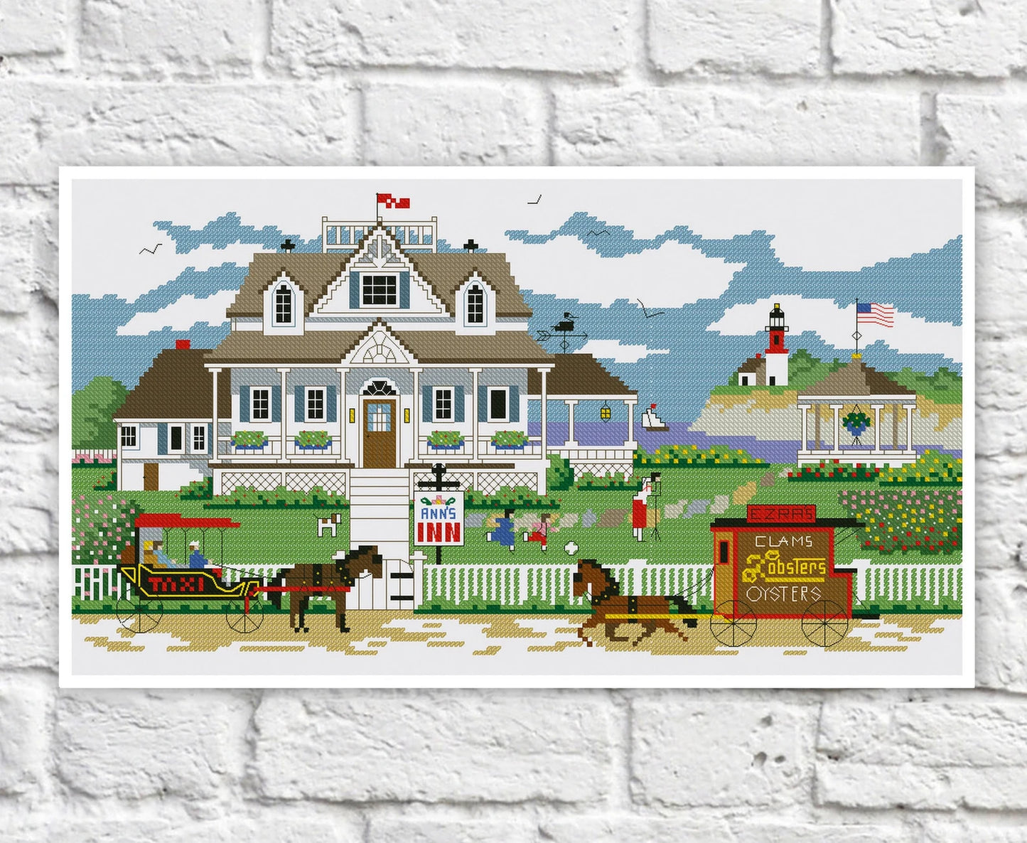 Village House Cross Stitch Pattern Colorful Art DIY X-stitch Needlepoint Pattern Embroidery Chart Printable Instant Download PDF Design