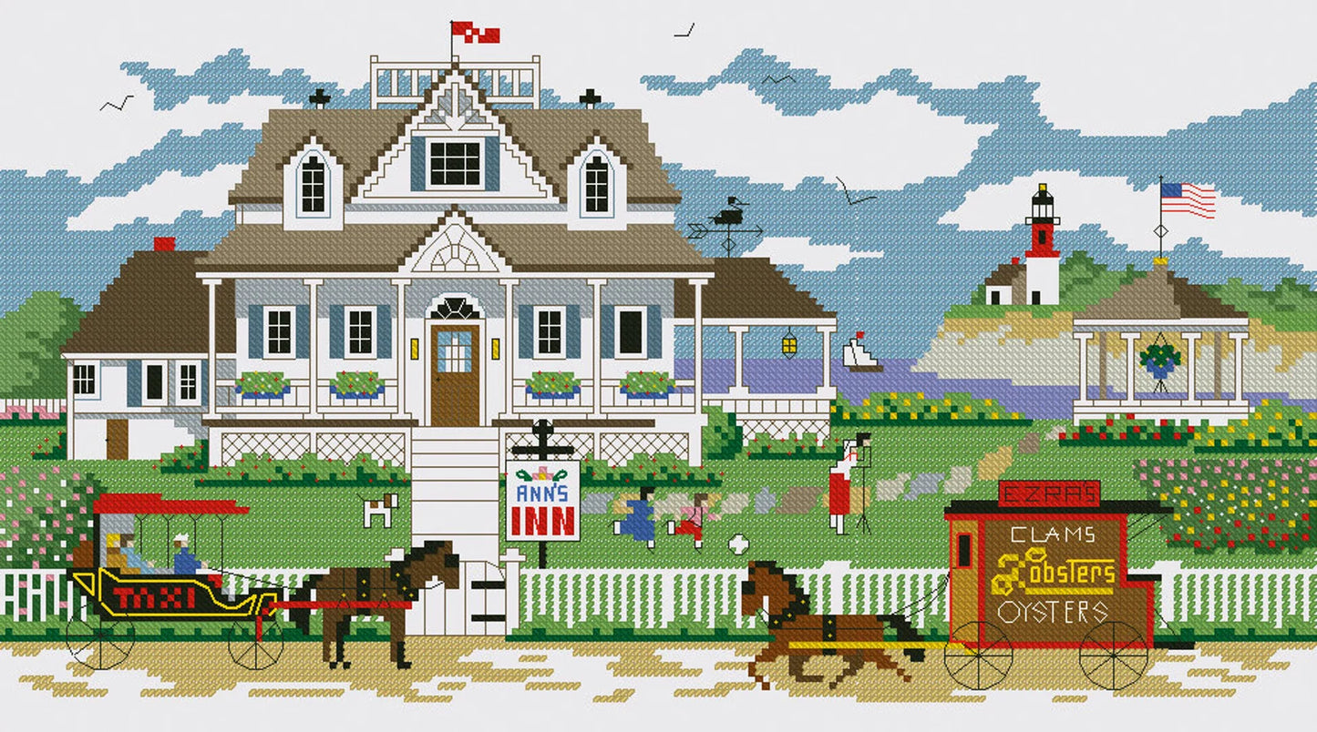 Village House Cross Stitch Pattern Colorful Art DIY X-stitch Needlepoint Pattern Embroidery Chart Printable Instant Download PDF Design