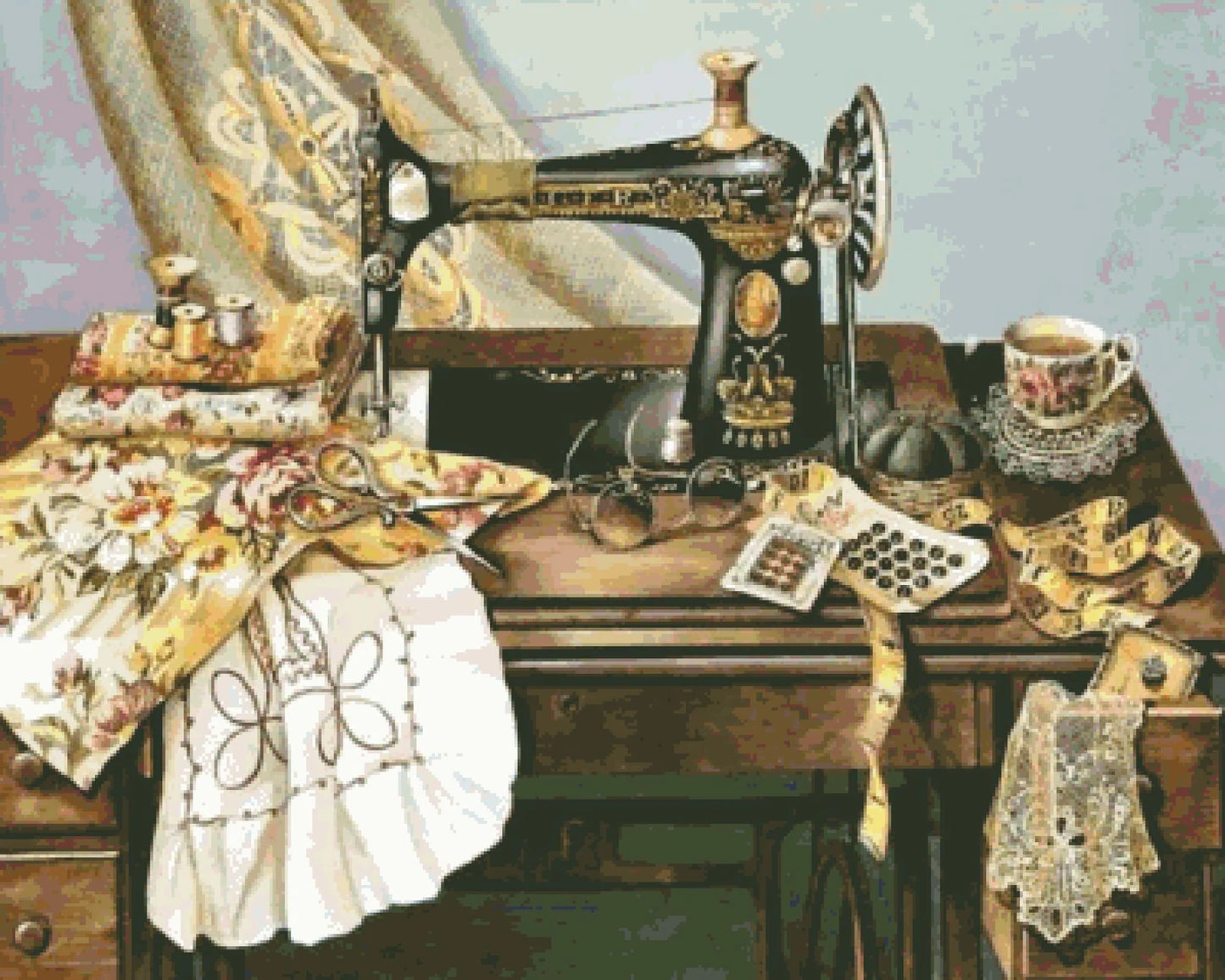 Vintage sewing machine, Counted Cross Stitch Pattern, Digital Pattern, Sewing room Pattern, Hand Embroidery, Needlepoint chart