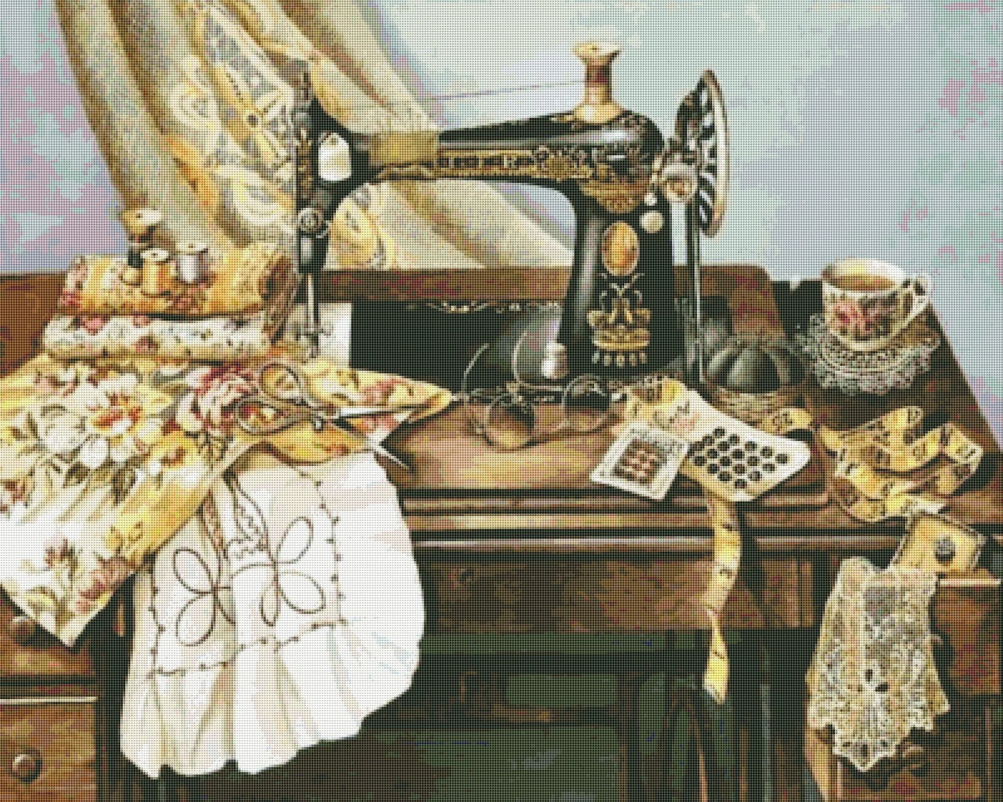 Vintage sewing machine, Counted Cross Stitch Pattern, Digital Pattern, Sewing room Pattern, Hand Embroidery, Needlepoint chart