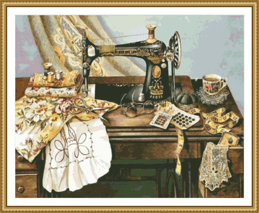 Vintage sewing machine, Counted Cross Stitch Pattern, Digital Pattern, Sewing room Pattern, Hand Embroidery, Needlepoint chart
