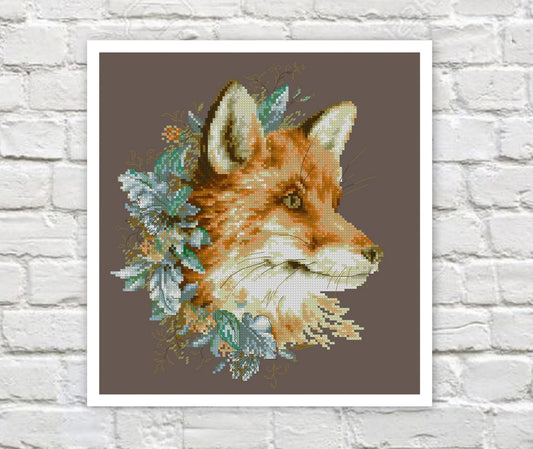 Fox Cross Stitch Pattern, Pillow Cross Stitch Counted PDF X-stitch Chart Needlepoint Embroidery Instant Download