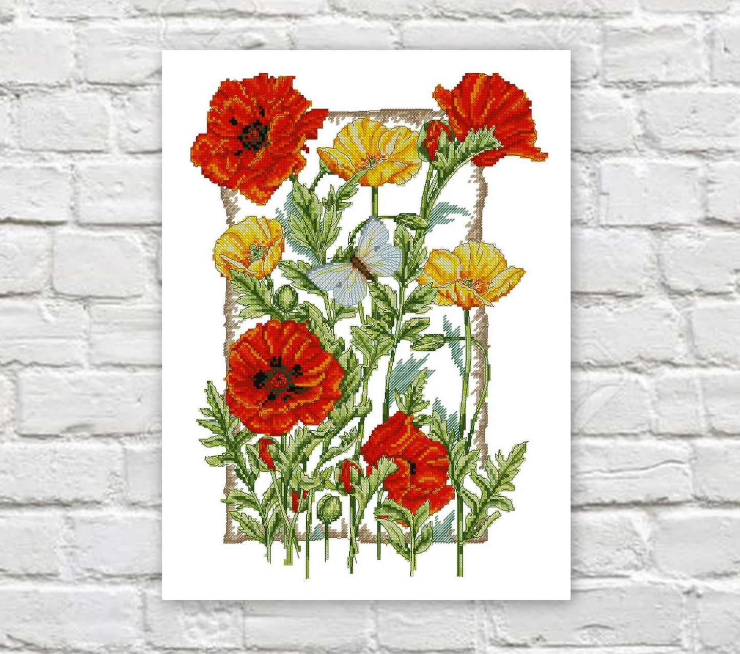 Poppy Cross Stitch Pattern Wildflowers Cross Stitch Flowers Counted PDF X-stitch Chart Needlepoint Embroidery Instant Download