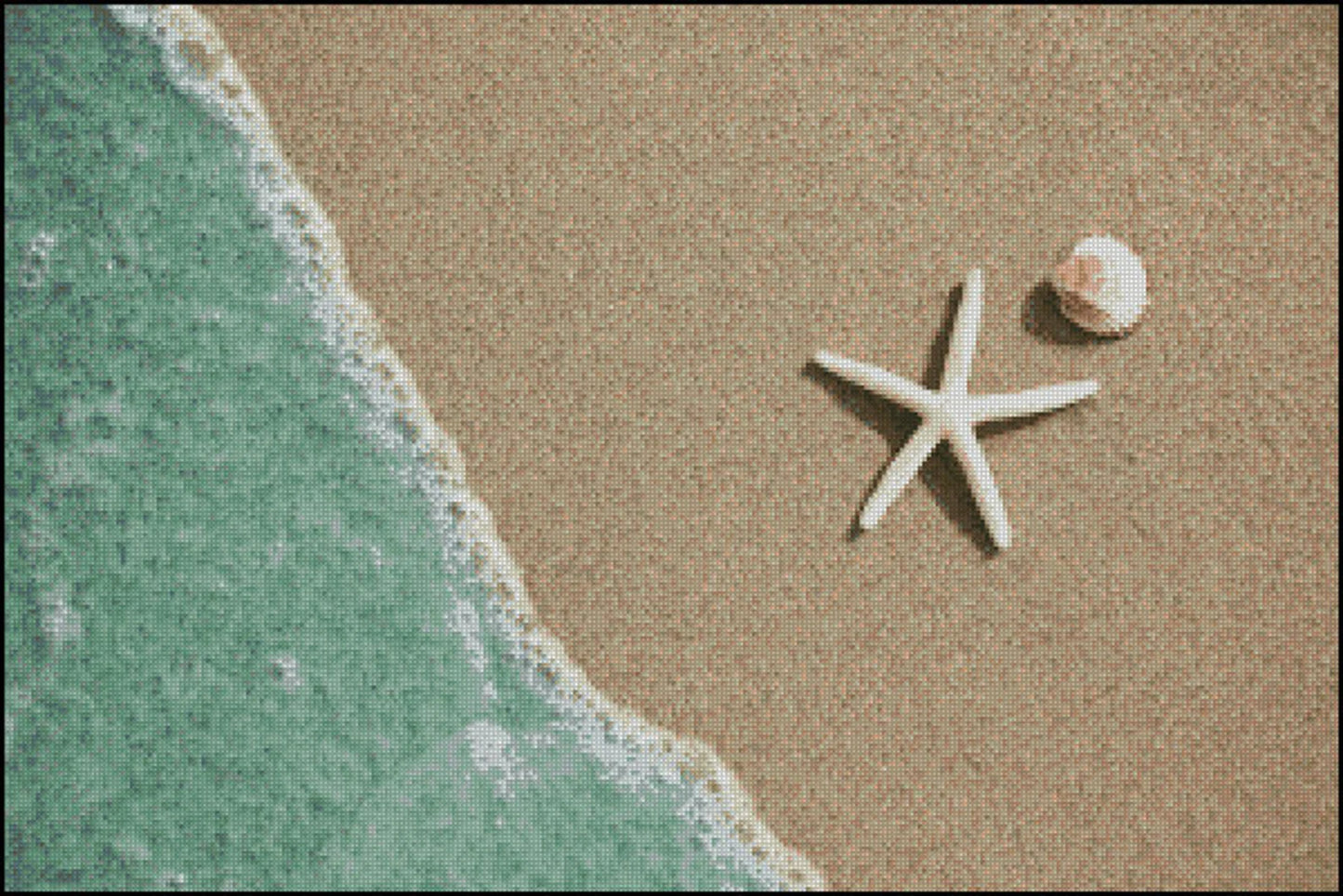 Seashell Cross Stitch Pattern , Beach X Stitch Chart , Instant Download , Digital File , Pdf Format, Starfish On The Beach