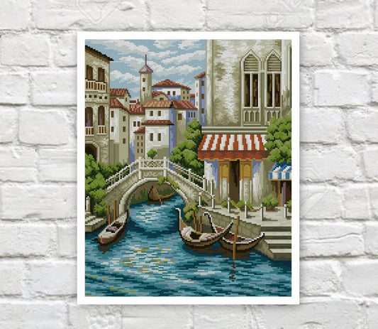 Venice Cross Stitch Pattern Europe Cross Stitch Counted PDF X-stitch Chart Needlepoint Embroidery Instant Download