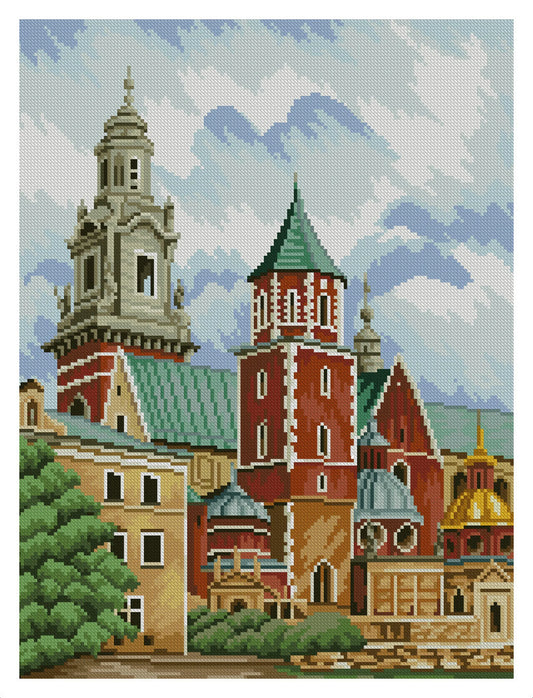 Europe City Cross Stitch Pattern Landscape Counted PDF X-stitch Chart Needlepoint Embroidery Instant Download