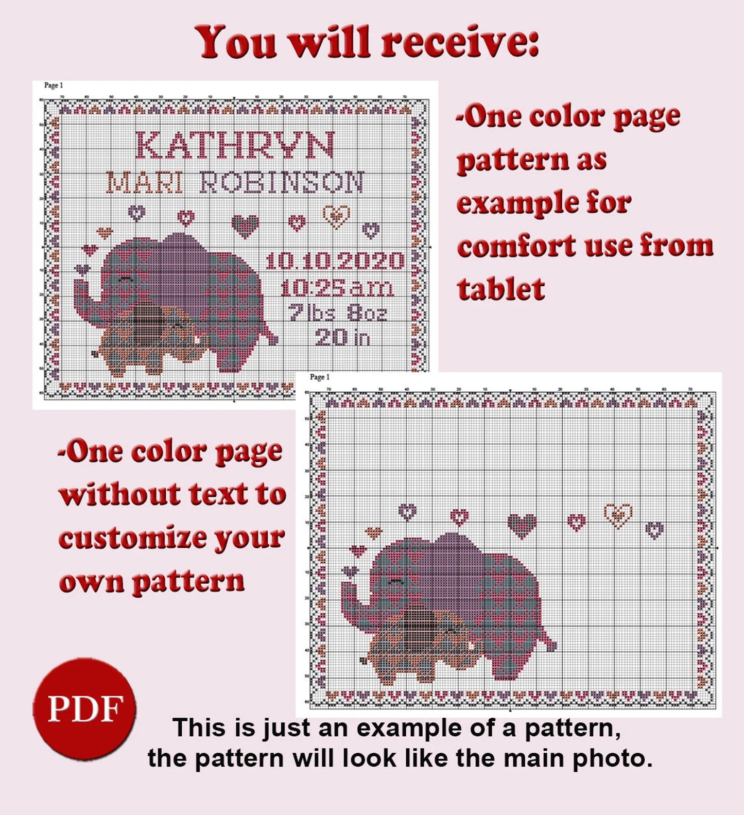 Animals Birth announcement counted cross stitch pattern, Nice Animals kids girl boy Cross Stitch Pattern, PDF file, Digital download