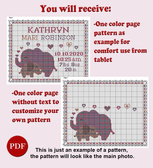 Animals Birth announcement counted cross stitch pattern, Nice Animals kids girl boy Cross Stitch Pattern, PDF file, Digital download