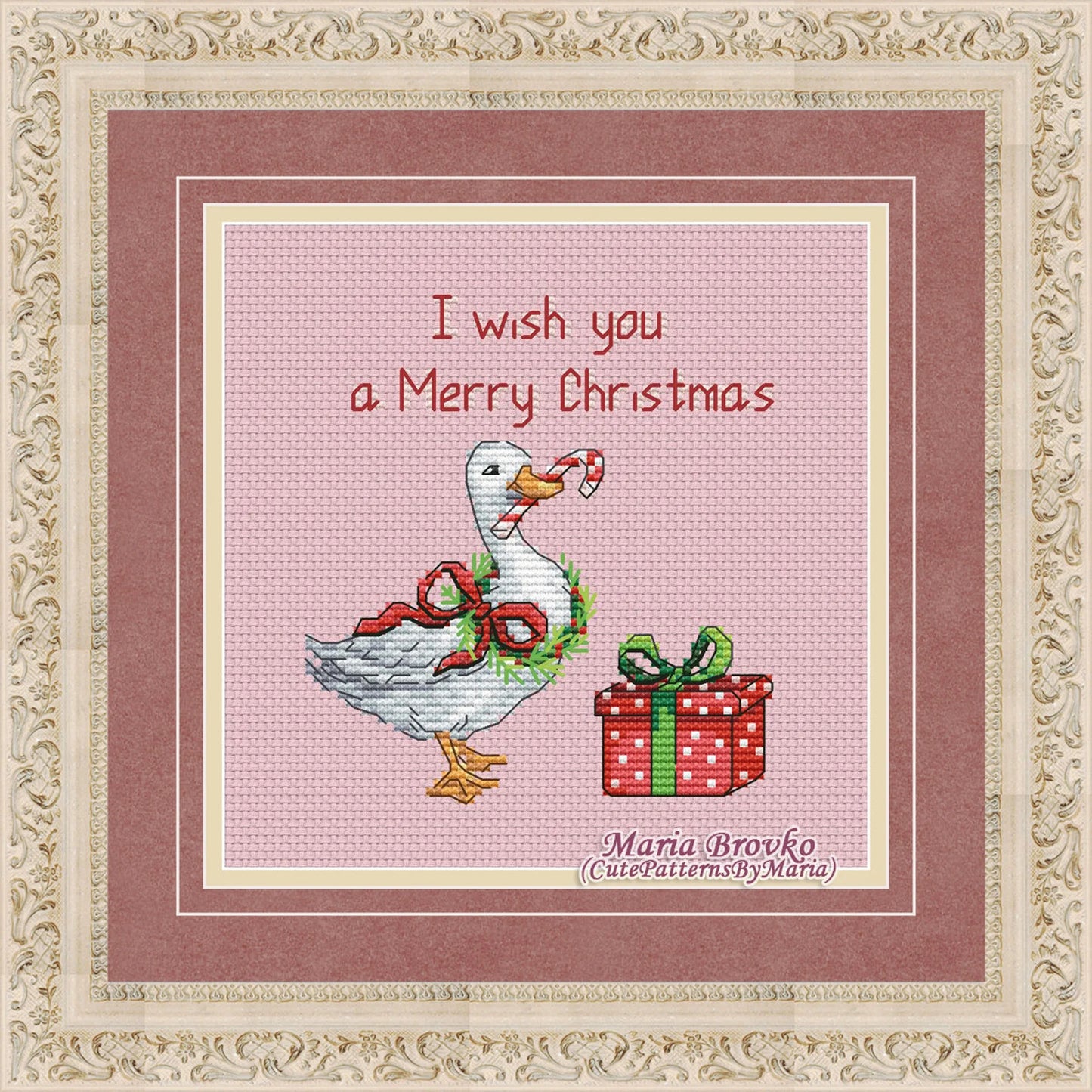 Cross Stitch Pattern Christmas goose DMC Chart Printable PDF Instant Download