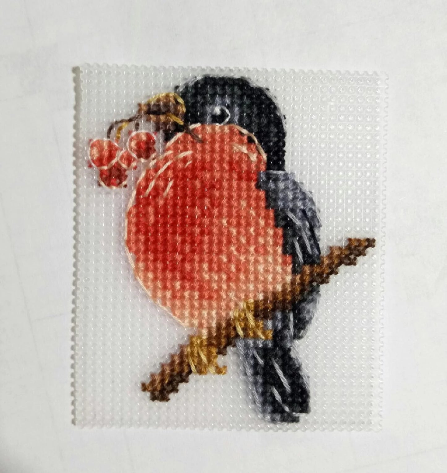 Cross Stitch Pattern Little bullfinch with berries DMC Chart Embroidery Chart Printable PDF Instant Download