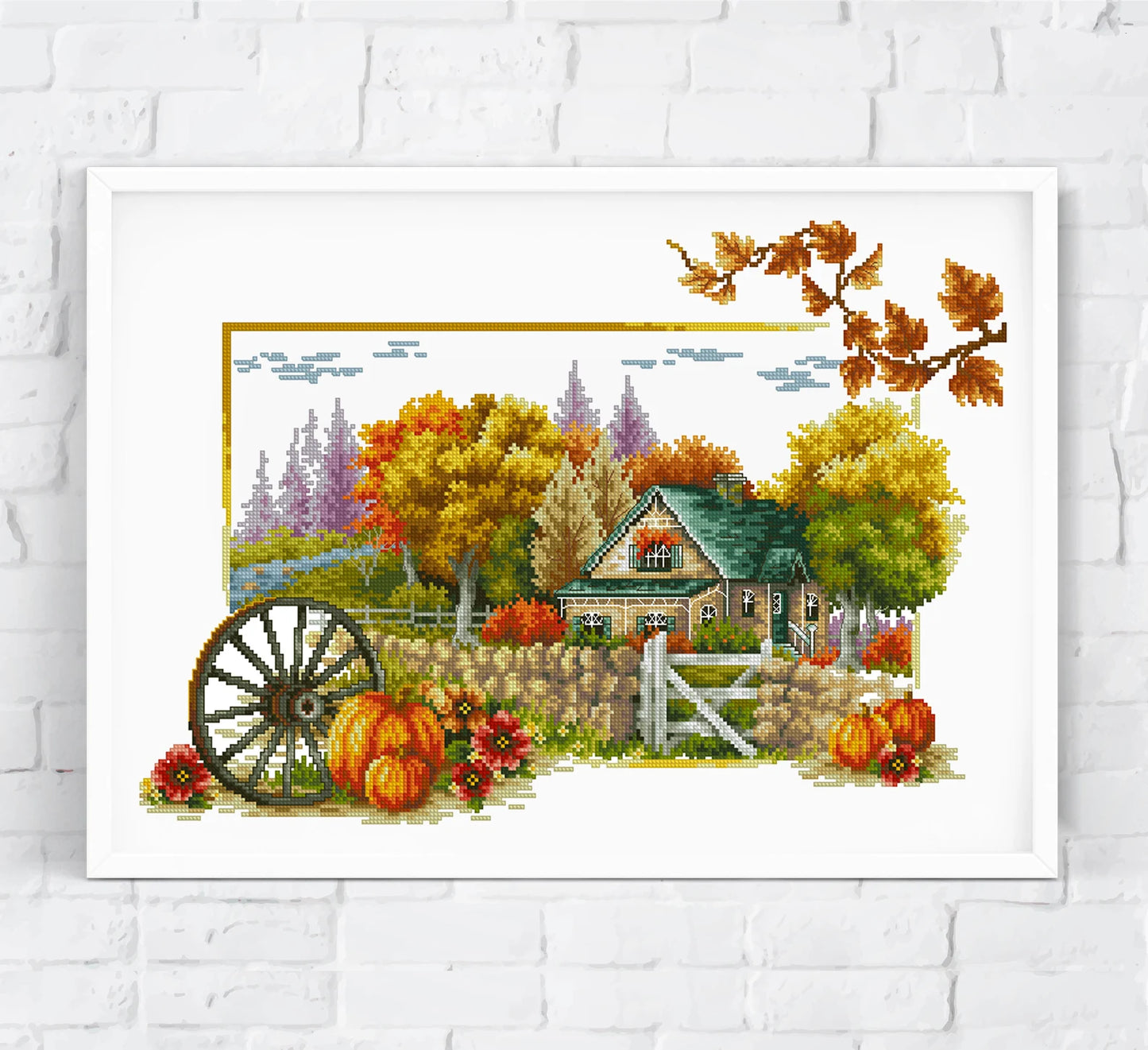 Set of 4 landcape cross stitch patterns, counted cross stitch chart Nature forest floral embroidery cross stitch Wall decor Digital file PDF
