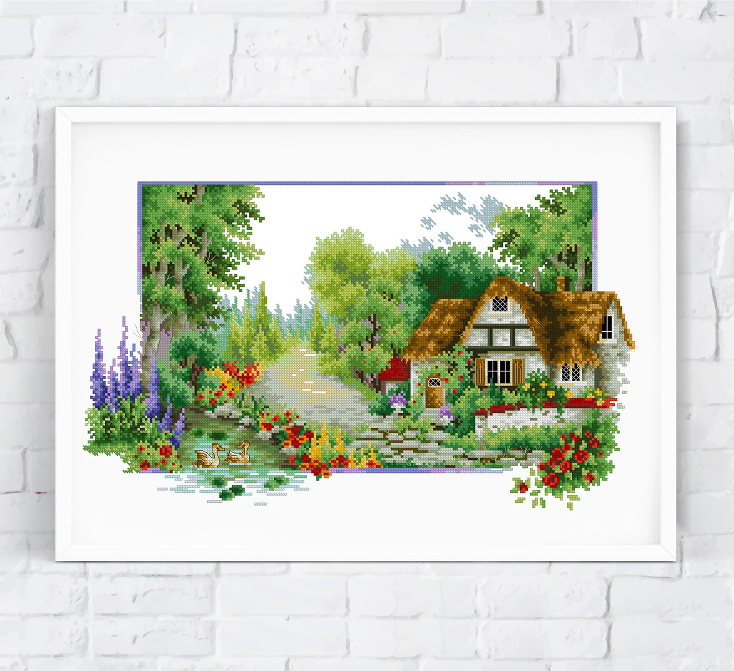 Set of 4 landcape cross stitch patterns, counted cross stitch chart Nature forest floral embroidery cross stitch Wall decor Digital file PDF