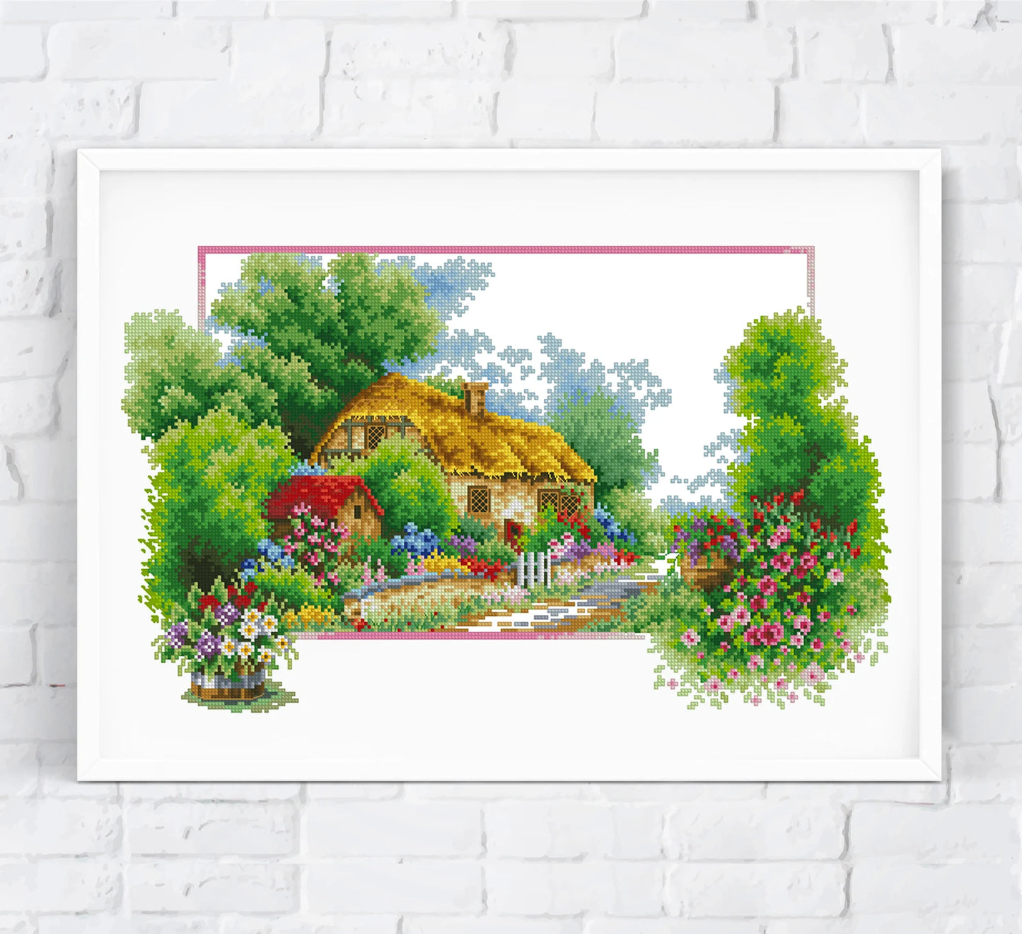 Set of 4 landcape cross stitch patterns, counted cross stitch chart Nature forest floral embroidery cross stitch Wall decor Digital file PDF