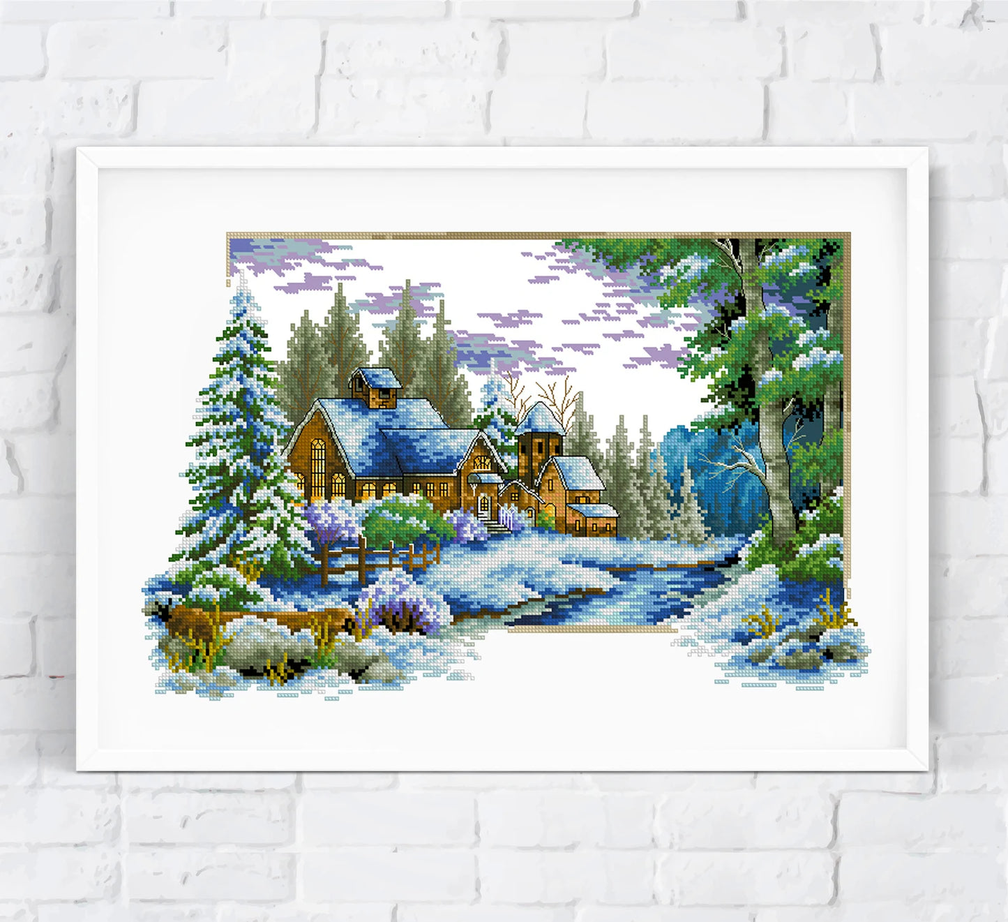 Set of 4 landcape cross stitch patterns, counted cross stitch chart Nature forest floral embroidery cross stitch Wall decor Digital file PDF