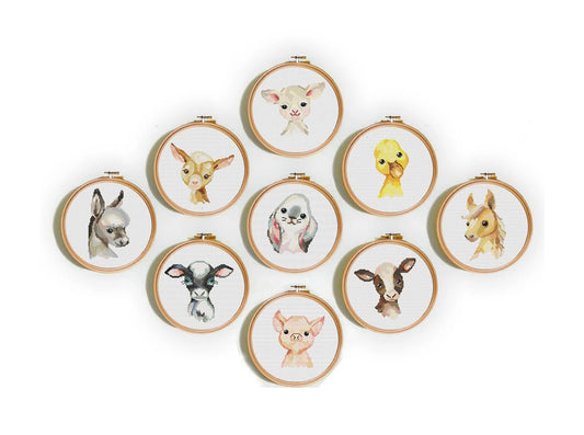 Set of 9 Farm Animals Cross Stitch pattern Nursery Baby cross stitch Farm Animals xstitch Farm friends baby cross stitch PDF patterns