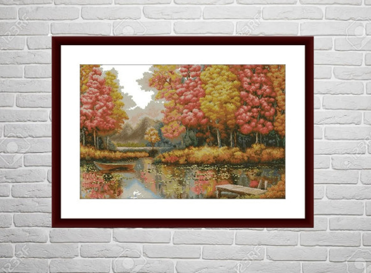 Autumn Landscape PDF Counted cross stitch pattern Landscape fall Digital cross stitch chart Fall season PDF xstitch pattern intant download
