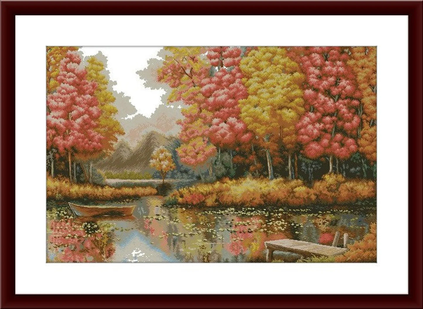 Autumn Landscape PDF Counted cross stitch pattern Landscape fall Digital cross stitch chart Fall season PDF xstitch pattern intant download