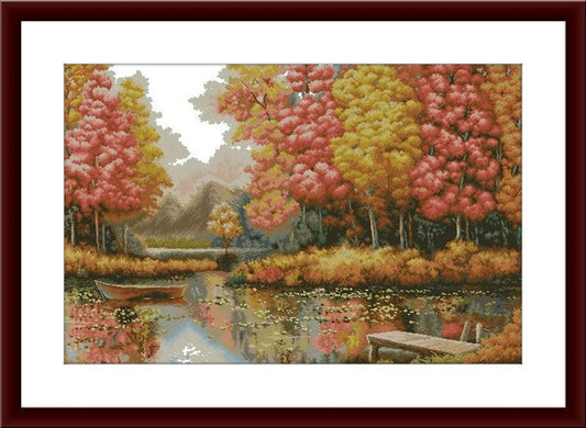 Autumn Landscape PDF Counted cross stitch pattern Landscape fall Digital cross stitch chart Fall season PDF xstitch pattern intant download