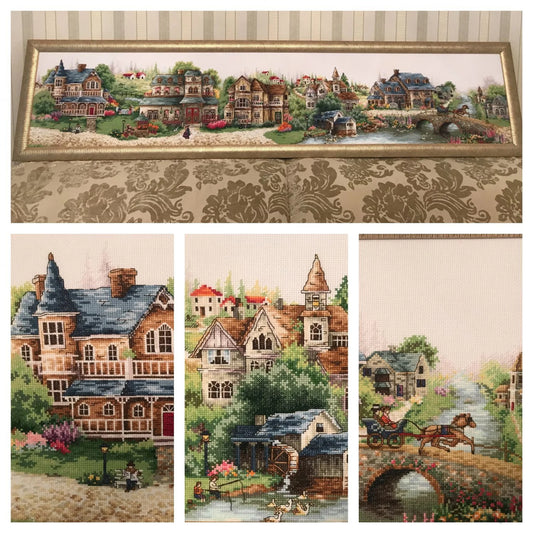 Victorian village Counted cross stitch pdf pattern cottage Digital cross stitch chart city large cross stitch pattern instant download