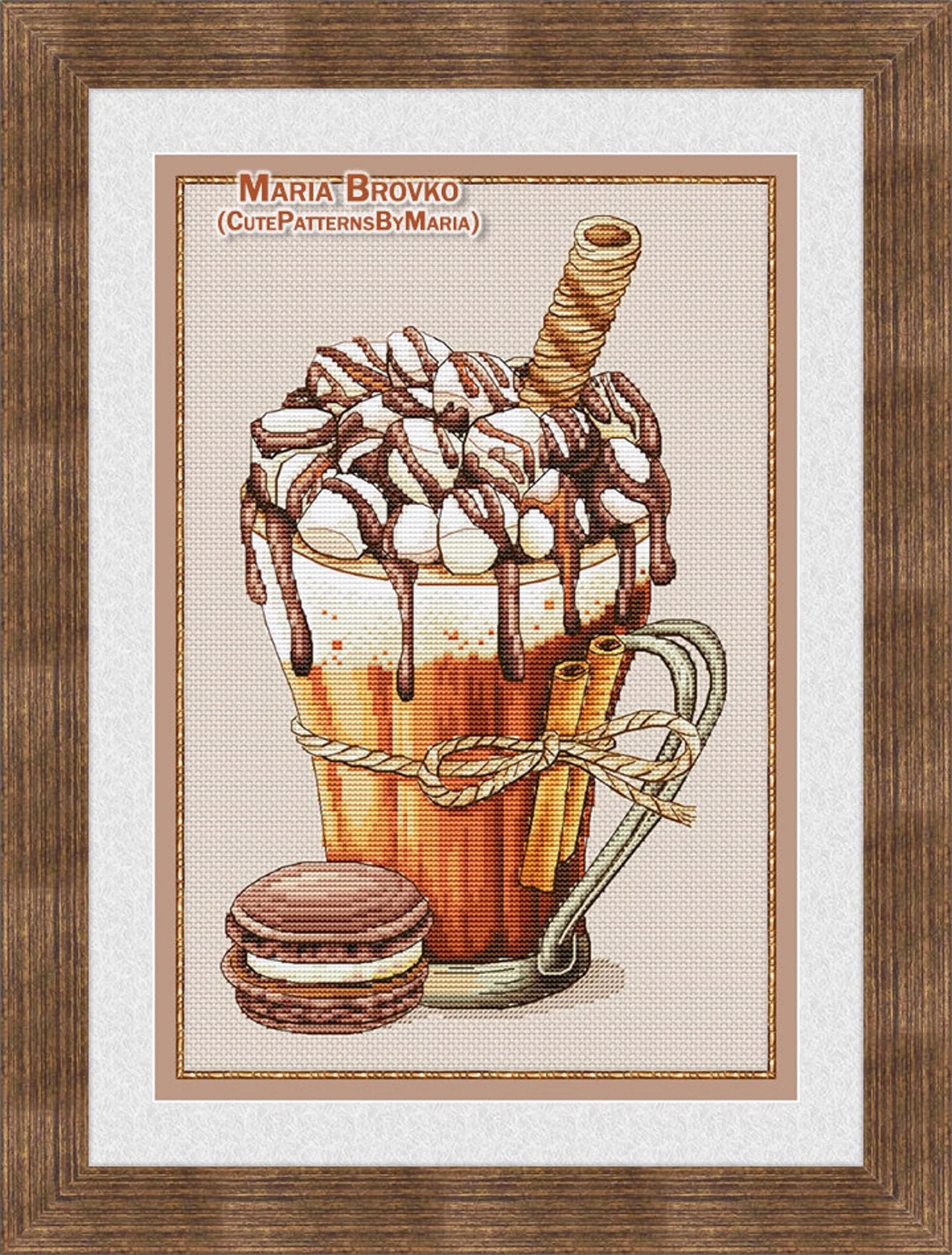Cross Stitch Pattern Cocoa with marshmallows DMC Chart Embroidery Printable PDF Instant Download