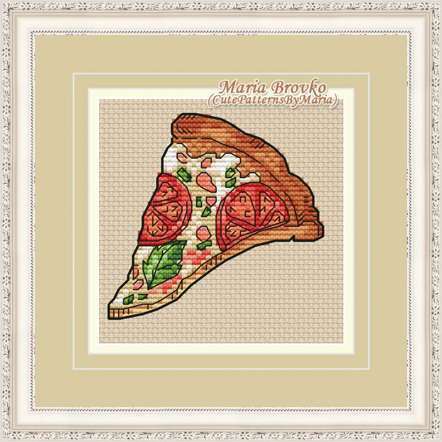 Cross Stitch Pattern "Pizza" DMC Chart Needlepoint Embroidery Printable PDF Instant Download