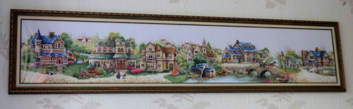 Victorian village Counted cross stitch pdf pattern cottage Digital cross stitch chart city large cross stitch pattern instant download