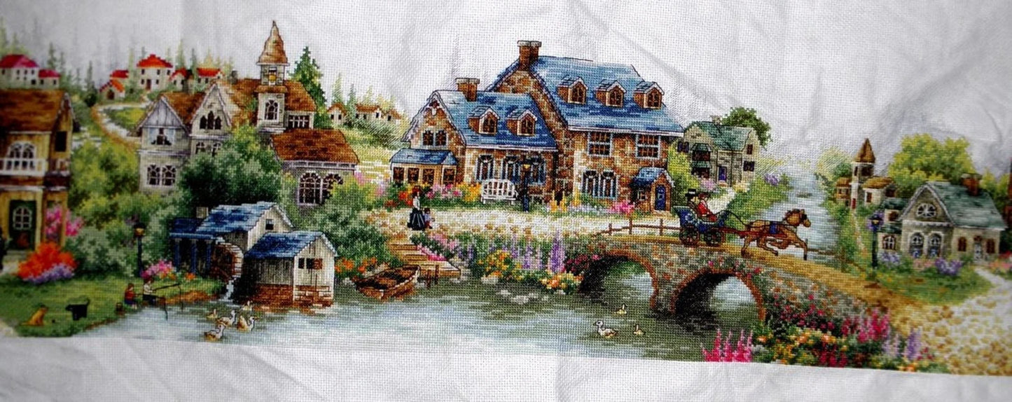Victorian village Counted cross stitch pdf pattern cottage Digital cross stitch chart city large cross stitch pattern instant download
