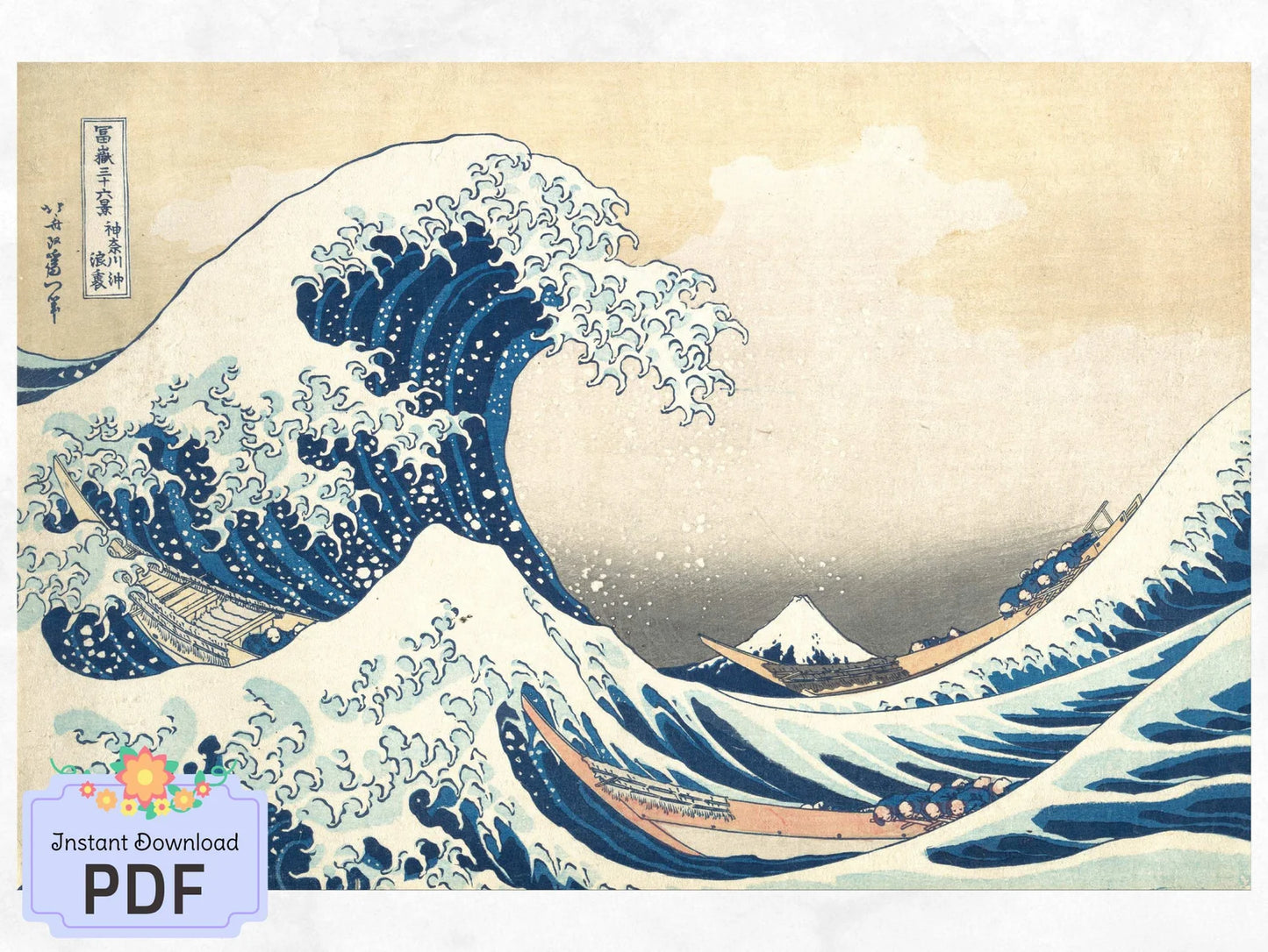The Great Wave Off Kanagawa Cross Stitch Pattern , Hokusai Katsushika , Instant Download , Digital File , Pdf ,Japanese Art , Mount Fuji