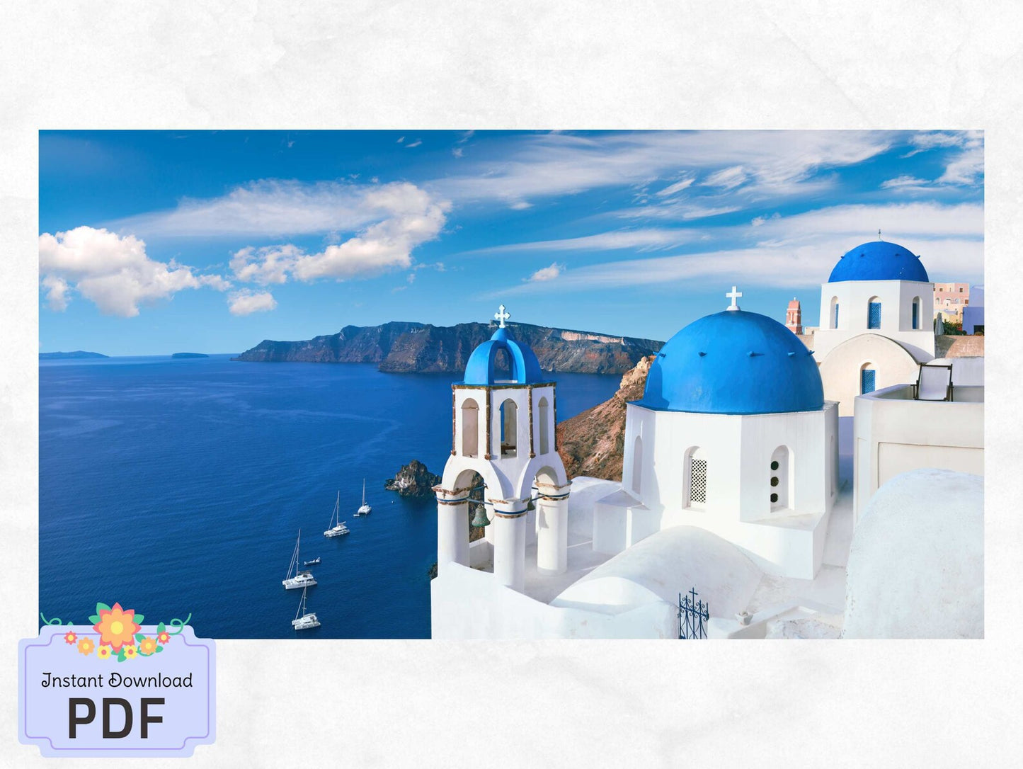 Blue Santorini Cross Stitch Pattern , Instant Download , Digital File , Pdf , Greece X Stitch Chart , Greek Island , Sea Landscape