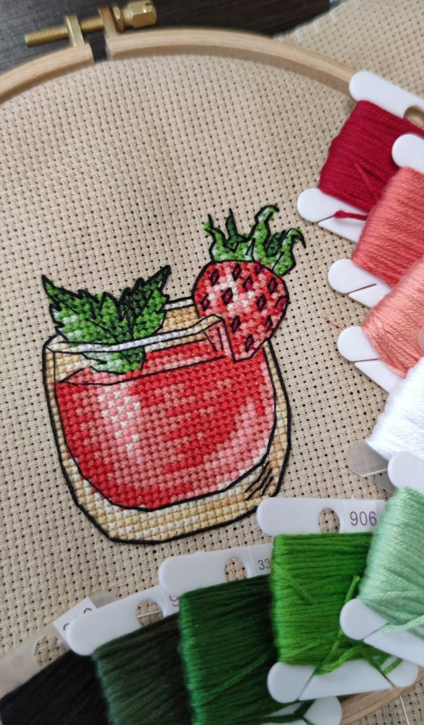 Cross Stitch Pattern "Strawberry Shake" DMC Chart Needlepoint Embroidery Printable PDF Instant Download