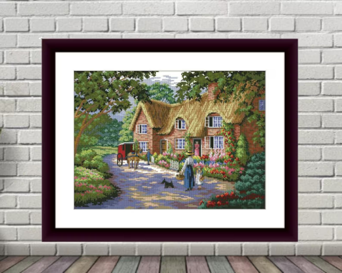Victorian village Counted cross stitch pdf pattern cottage Digital cross stitch chart city large cross stitch pattern instant download