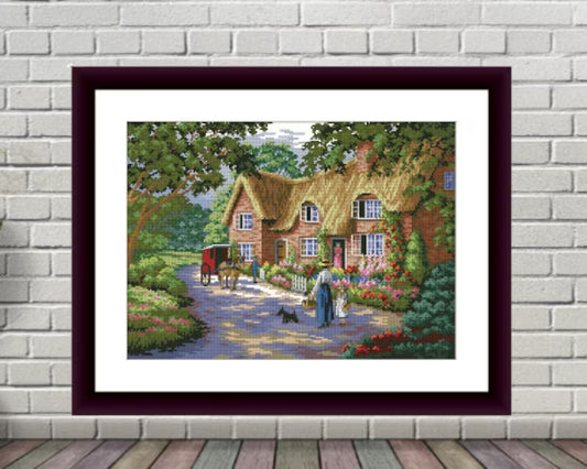 Victorian village Counted cross stitch pdf pattern cottage Digital cross stitch chart city large cross stitch pattern instant download