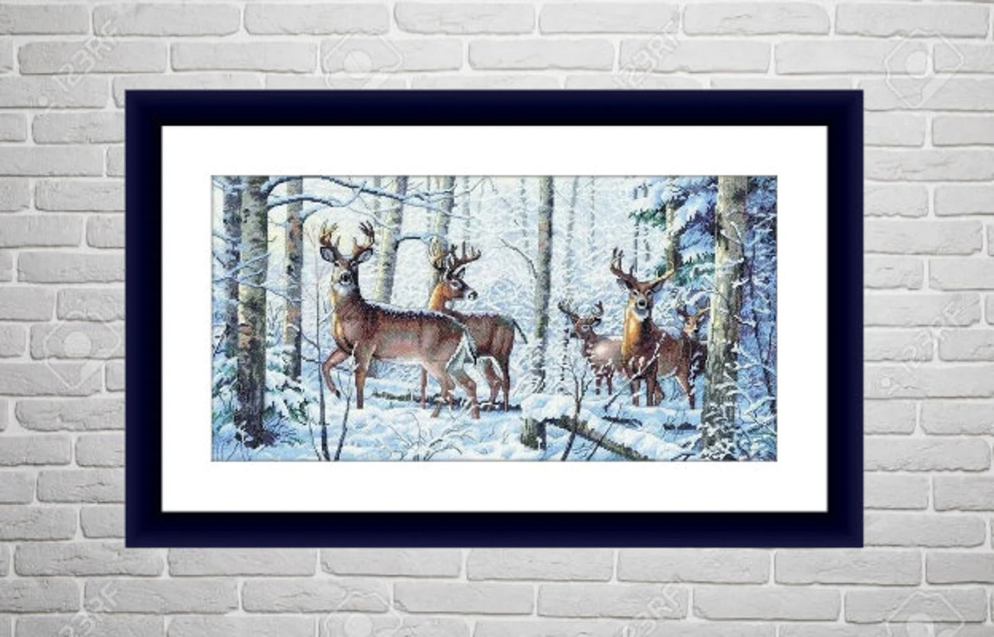 Woodland deer Counted cross stitch pattern PDF winter landscape Digital cross stitch chart woodland deer PDF cross stitch pattern