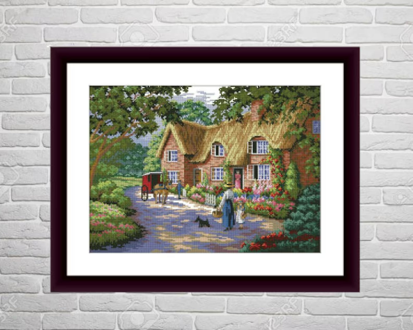 Victorian village Counted cross stitch pdf pattern cottage Digital cross stitch chart city large cross stitch pattern instant download