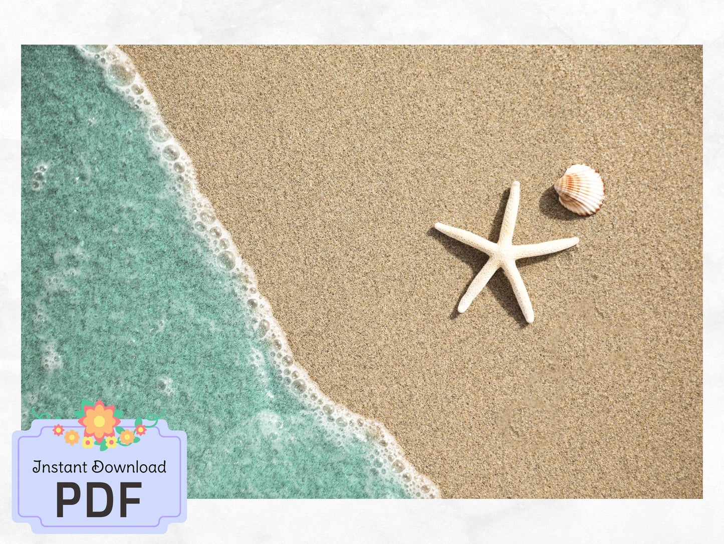 Seashell Cross Stitch Pattern , Beach X Stitch Chart , Instant Download , Digital File , Pdf Format, Starfish On The Beach