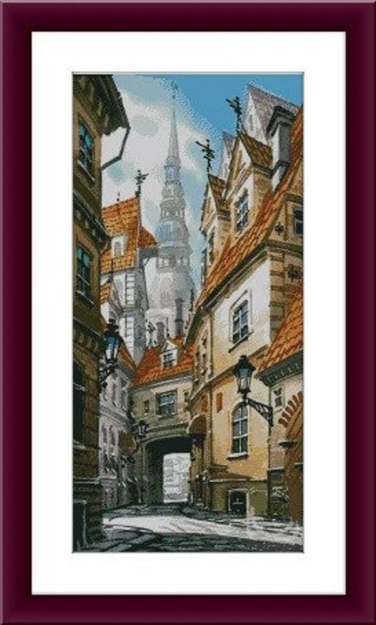 Old Prague Counted cross stitch pdf pattern Prague city Digital cross stitch chart european city cross stitch pattern instant download