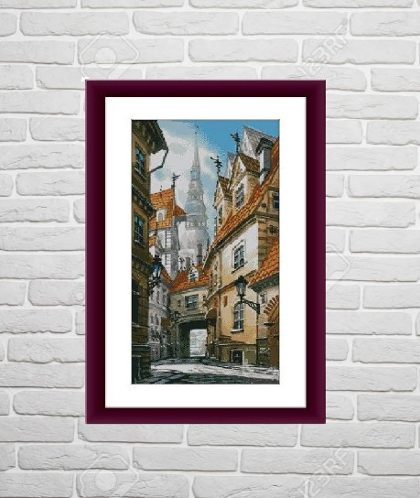Old Prague Counted cross stitch pdf pattern Prague city Digital cross stitch chart european city cross stitch pattern instant download