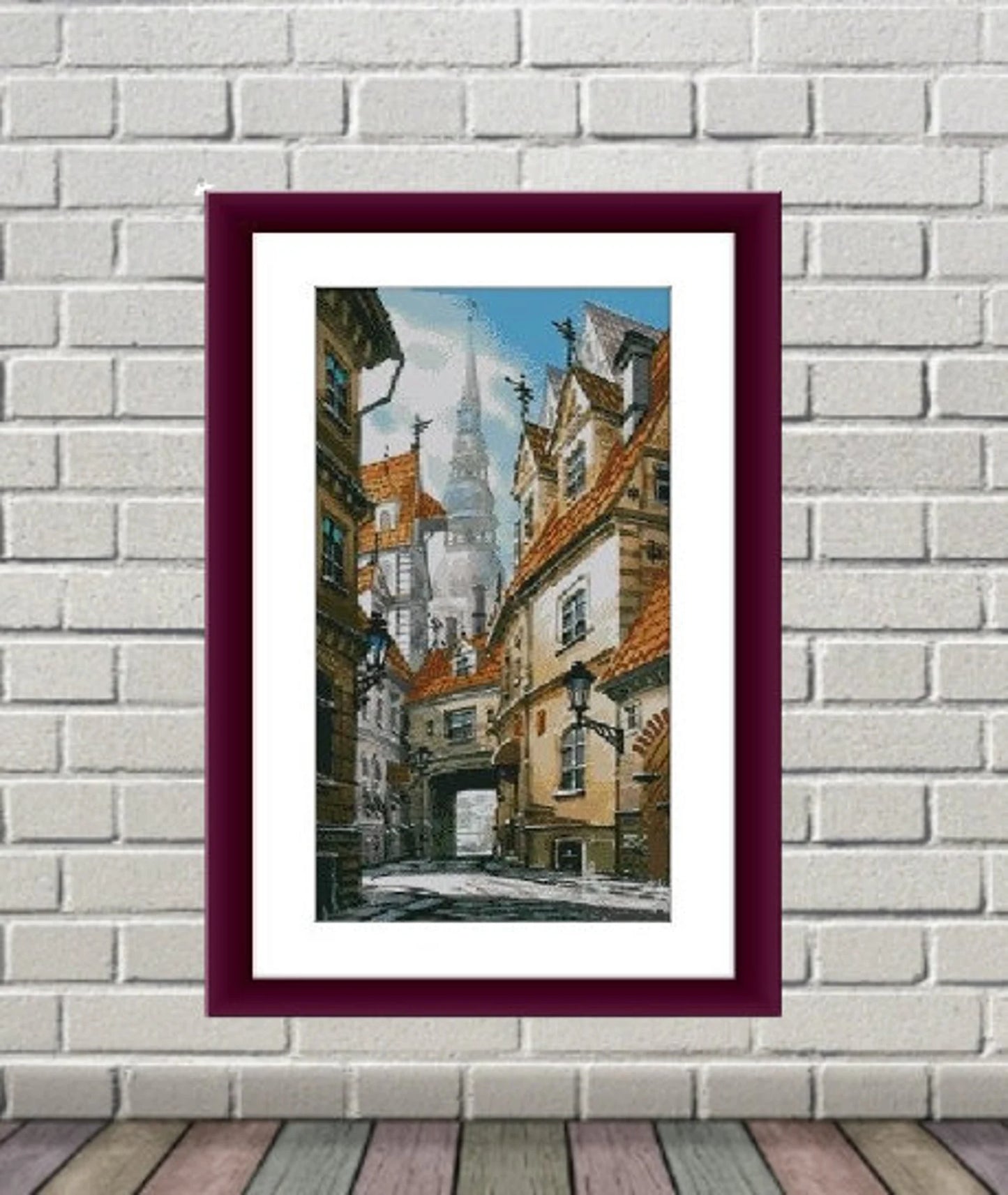 Old Prague Counted cross stitch pdf pattern Prague city Digital cross stitch chart european city cross stitch pattern instant download