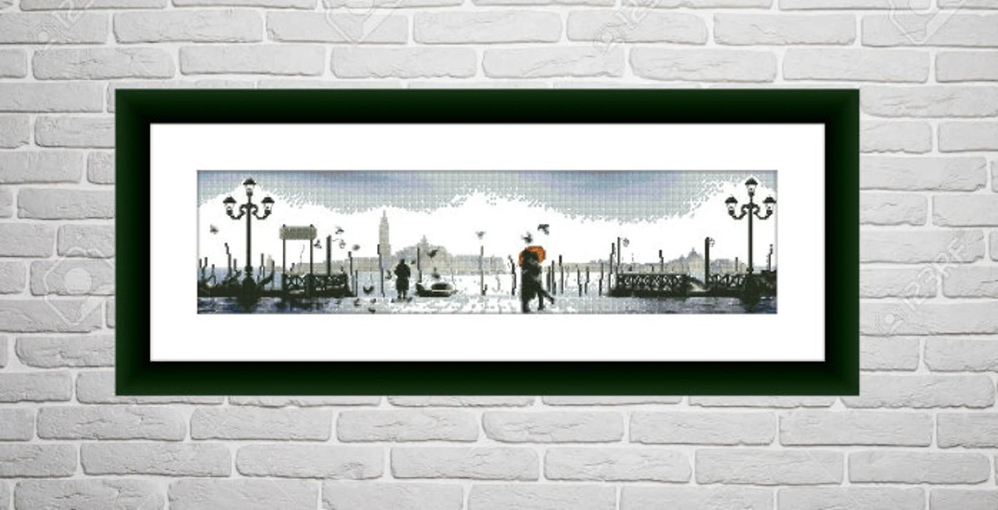 Venice Counted cross stitch pattern İtalian Cityscape Digital cross stitch chart watercolor city cross stitch pattern needlepoint chart