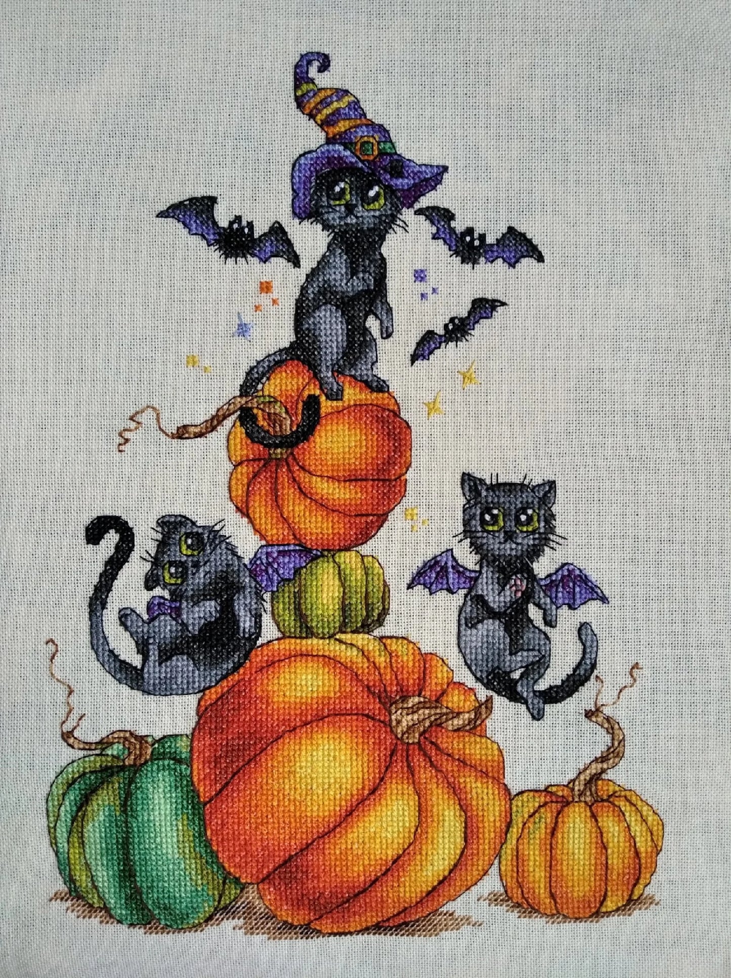 Halloween cross stitch pattern Cat witchcraft DMC Chart Printable PDF Instant Download