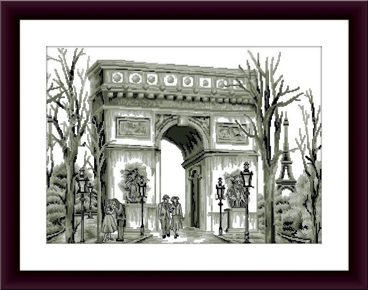 Paris counted cross stitch pdf pattern European city Digital cross stitch chart city cross stitch pattern cafe needlepoint chart